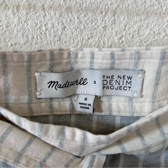 Madewell x The New Denim Project Patchwork Stripe Midi Skirt Sz 6 Beige Blue - Picture 12 of 16